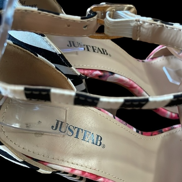 Just Fab Lena Floral and Zebra Print Fabric Upper Sandals Size 8 - Picture 6 of 16